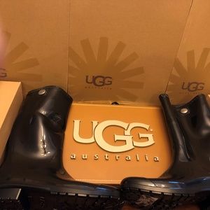 NEW WOMENS UGG SHAYE BLACK TALL RAIN BOOTS MT